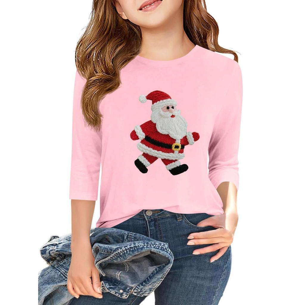 Children's 3/4 Sleeve Independence Day Printed Round Neck Casual T-shirt