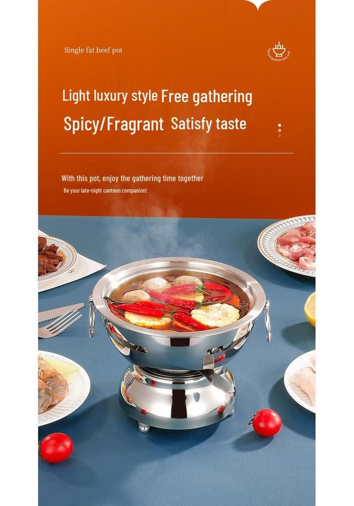 304 Stainless Steel Single-Serving Hot Pot for Shabu Shabu