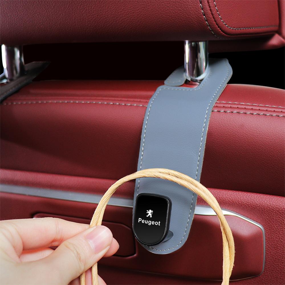 1pc Bendable PU Leather Car Seat Back Storage Hook For Peugeot 206 307 308 408 508 2008 5008 107 106 Auto Hub Cover Accessories