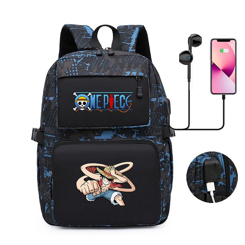 Popular One Piece Periphery, Printed Backpack, Large-Capacity Schoolbag For Young Students, Usb Computer