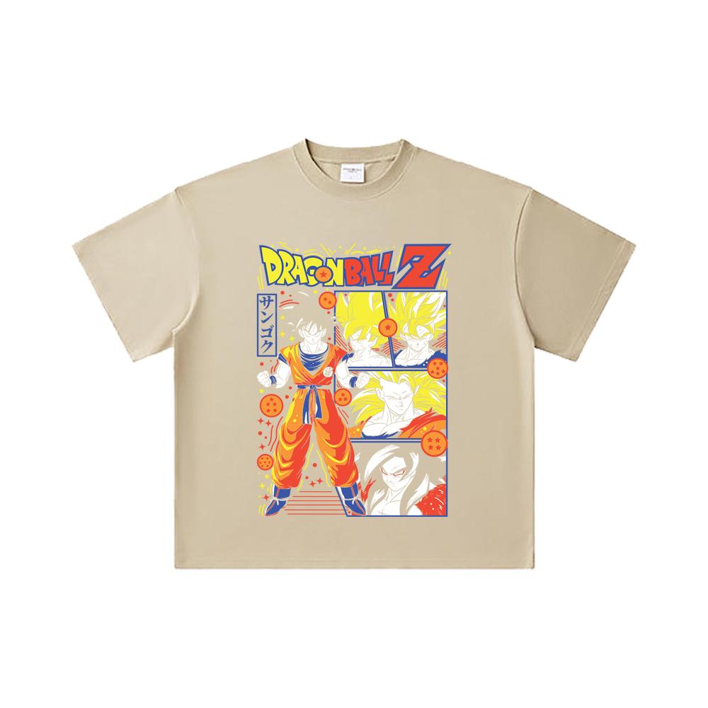 260 GSM Double Yarn 32 Count 100% Cotton Dragon Ball V56 Goku Print Unisex Heavy Cotton T Shirt