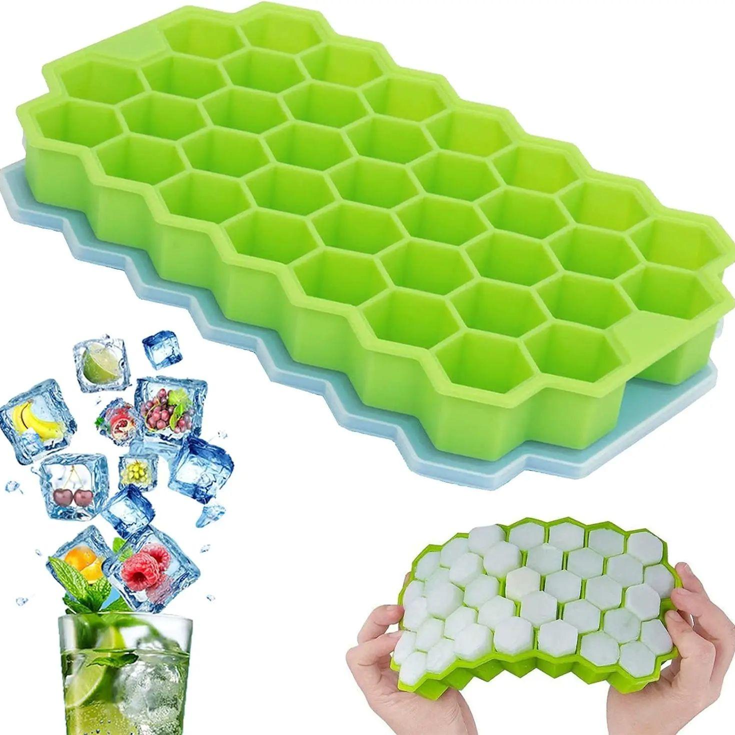 

Силиконовая форма для льда с крышкой. Легко помещать кубики льда. Форма для льда для коктейлей, виски, соков, воды и других напитков. зелёный