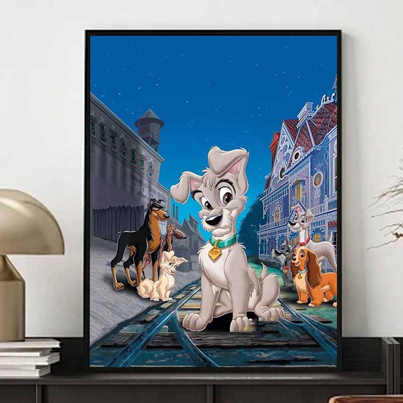 Disney Diamond Painting Lady And The Tramp Art Painting Romantic Art Painting Diamond Mosaic Cross Stitch Diamond Inlaid Room Decoration Gift
