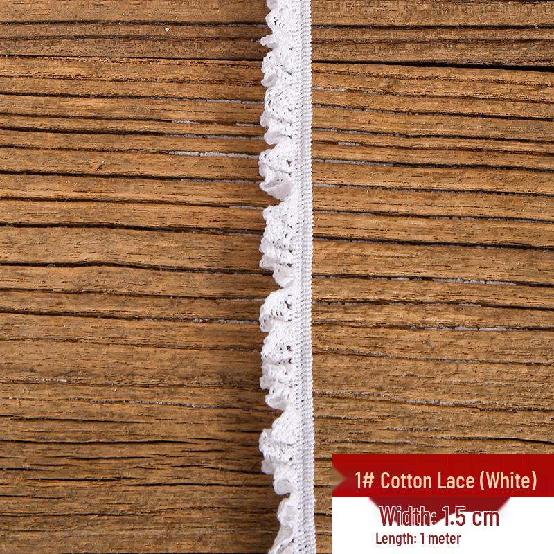 Handmade Off-White Elastic Cotton Lace for DIY Garment Accessories and Skirt Hem Decoration.