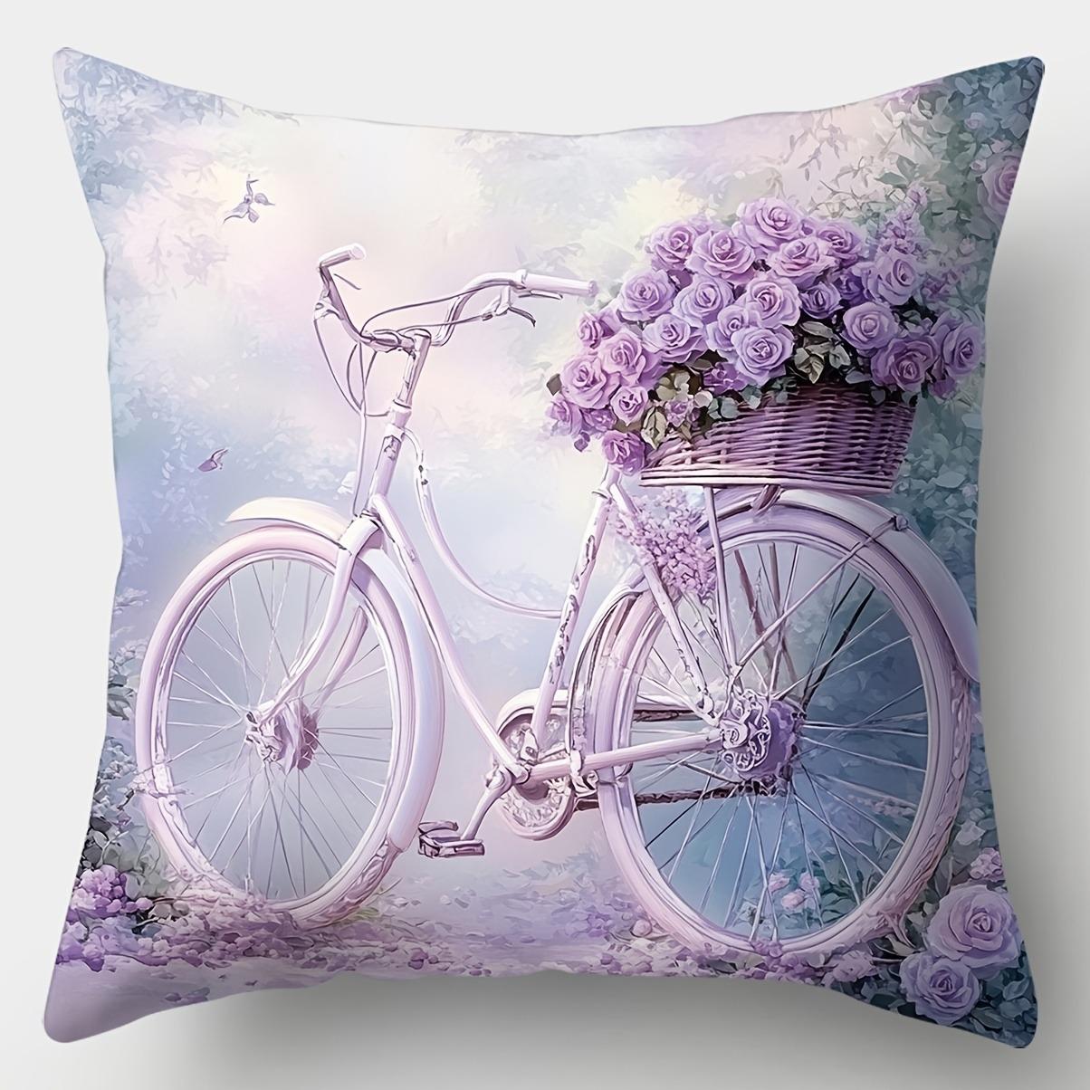 

Purple Rose-Printed Cushion Covers ,Sofa bedroom cushion cover, single-sided printing, without pillow core 16x16in 40x40cm