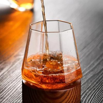 Creative Tumbler Whiskey Glass Diamond Shape Cone Design Unique Stable Cocktail Cup for Old Fashioned Drinks Bar Party Gift