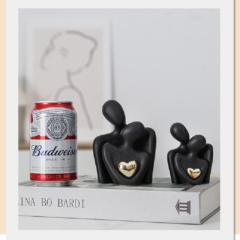 Couple Hug Ceramic Love Statue Mini Hugging Sculpture Romantic Figurine Lover