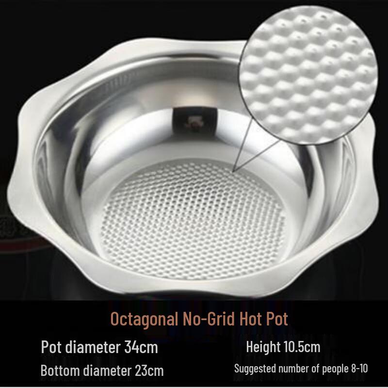 

34cm Stainless Steel Octagonal Hotpot & Soup Pot