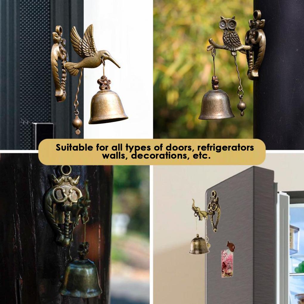 Vintage Metal Bell Door Shopkeeper Luck Knocker Windchime Magnetic Wall Hanging Ornament Room Garden Store Front Entrance Gift