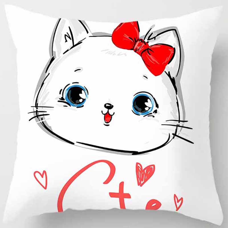 Cat Printed Pillowcase Bedroom Living Room Pillowcase Home Decoration Car Sofa Cushion Cover