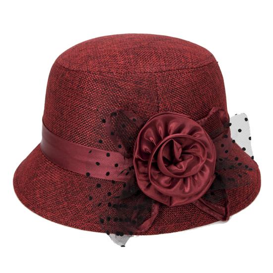 Women's Polka Dot Mesh Flower Bowler Bucket Hat Outdoor Sun Visor Basin Cap