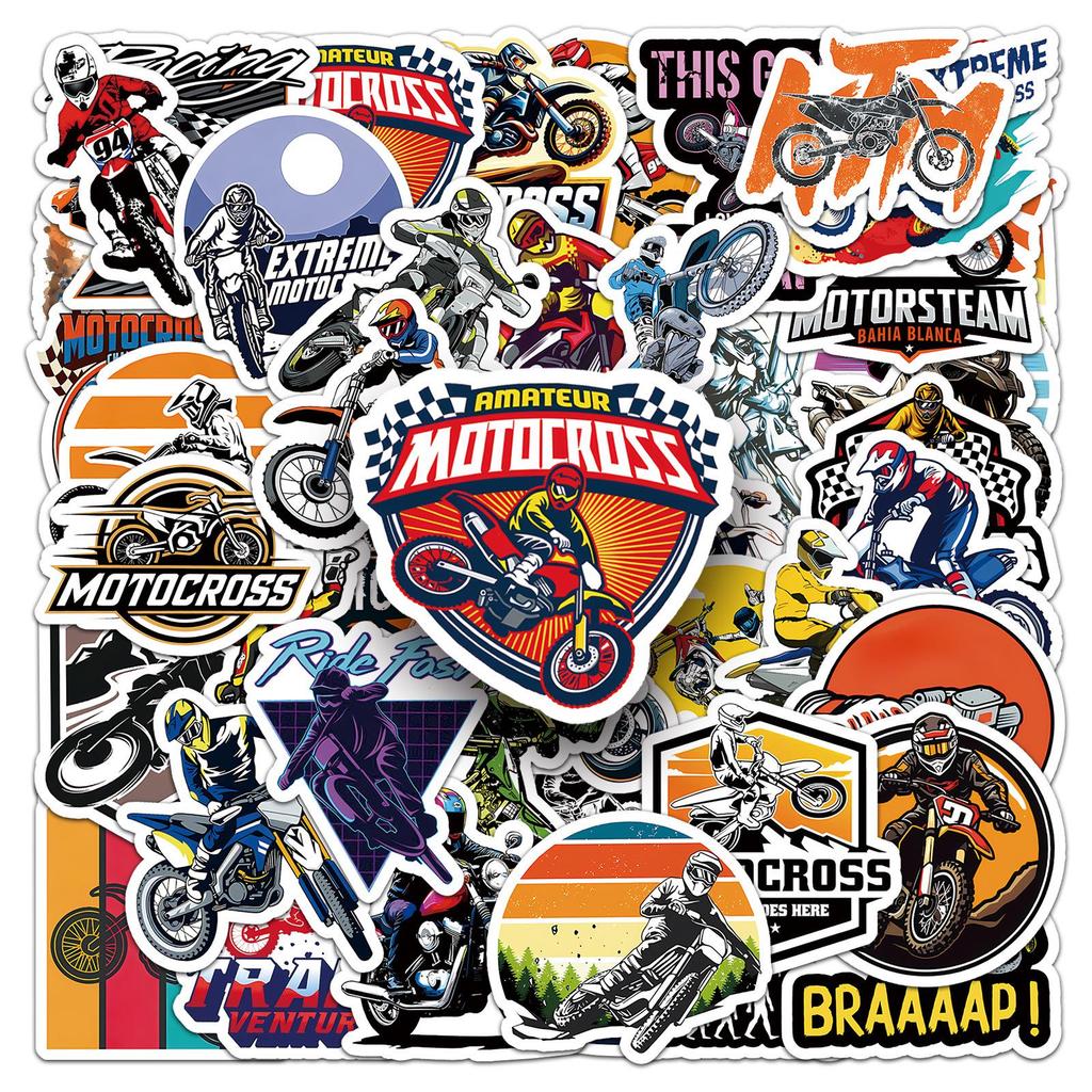 50 Off-Road Motorcycle Stickers: Cool, Waterproof Helmet & Suitcase Decorations