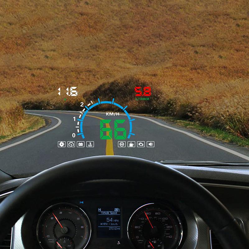 Informações de Condução do Carro Head Up Display Velocímetro Consumo de Óleo Velocidade Temperatura da Água Projetor de Para-brisa HUD OBD2 Caminhão