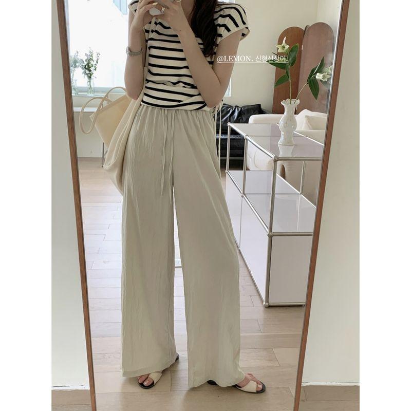 

Ice Silk Thin Section High Waist Casual Japanese Cotton Linen Pants Rice Grey Ice Silk Pants S