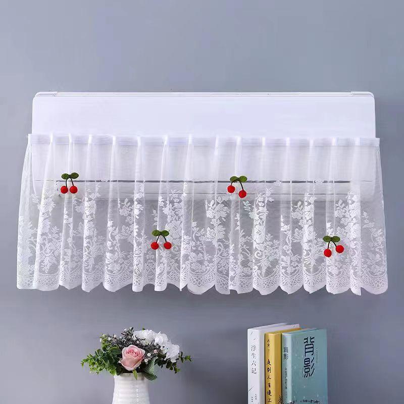 Lace Embroidery Flower Curtain Windproof Dust-Proof Hanging Cover Anti-Direct Blowing Air Conditioning Curtain Bedroom Decor