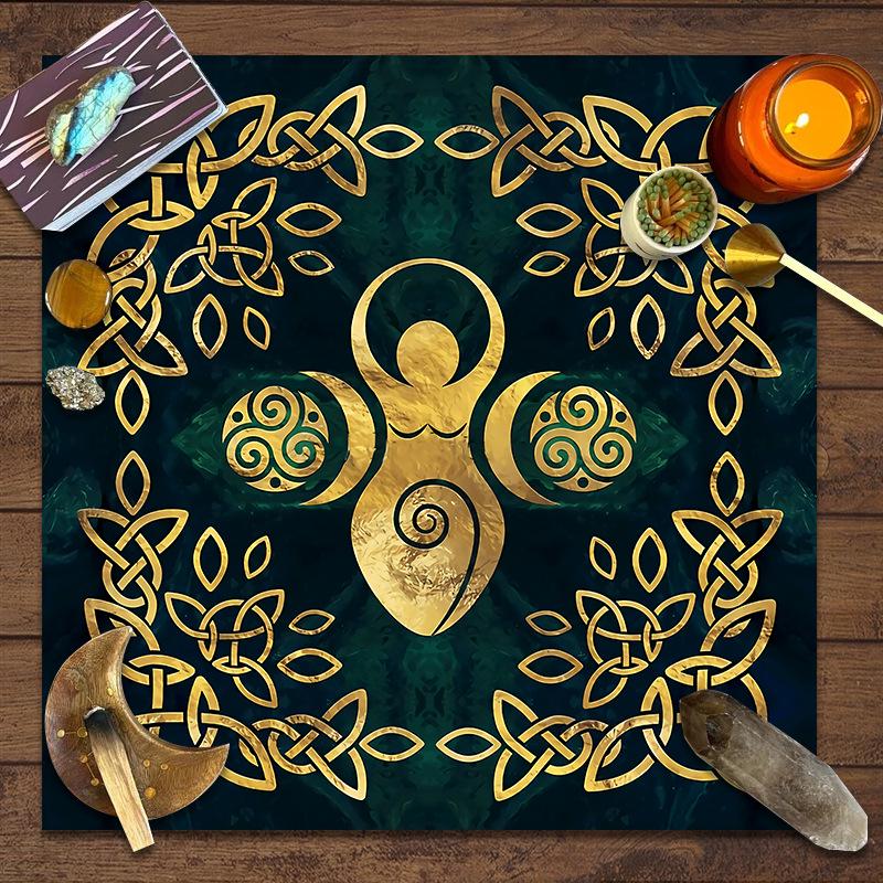 Özel Ay Fazları Tarot Sunak Bezi - Hayat Ağacı Tasarımı