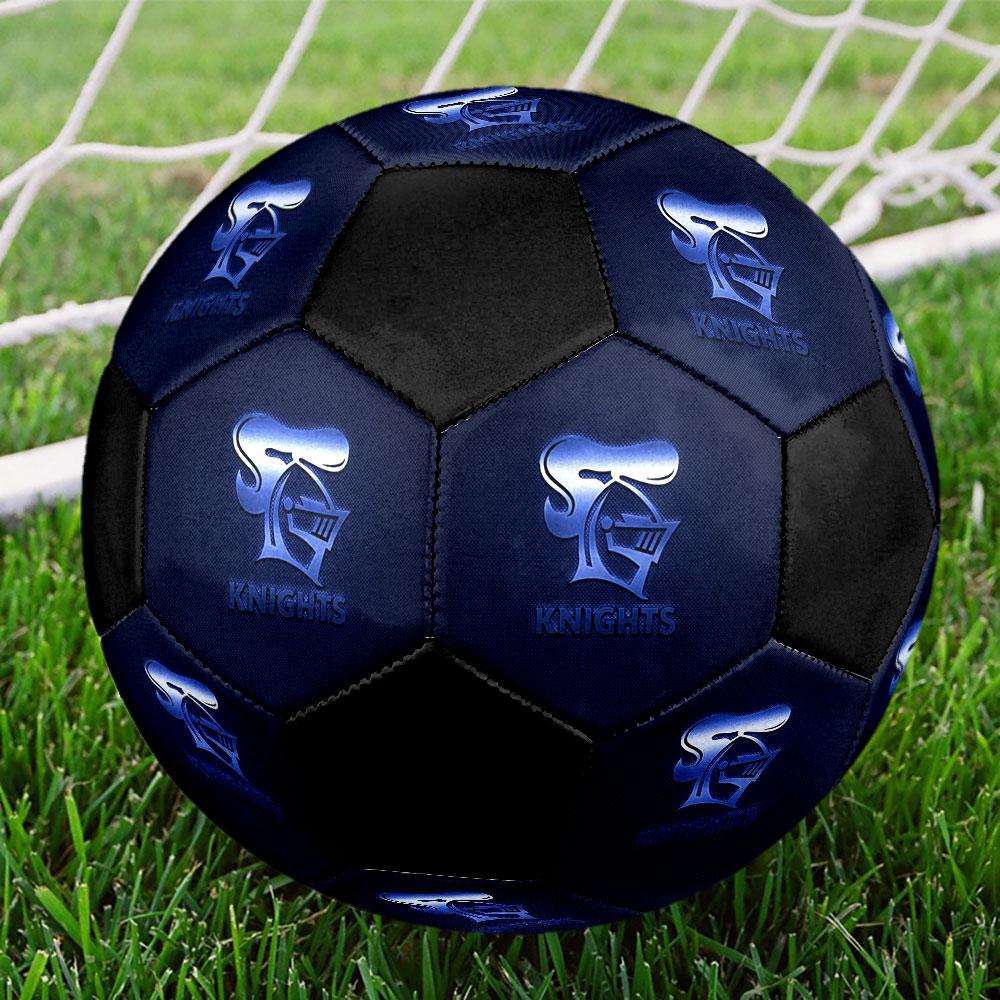 Newcastle Knights Size 5 Soccer Ball, Machine-Stitched PVC, Durable & High Bounce, All Ages Fit, Fan Merchandise, Matches & Outdoor Use.