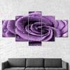 Purple Rose Flower Mist Drops 5 Piece Five Panel Wall Canvas Print Modern Art Poster Picture Home Decor Gift For Him For Her