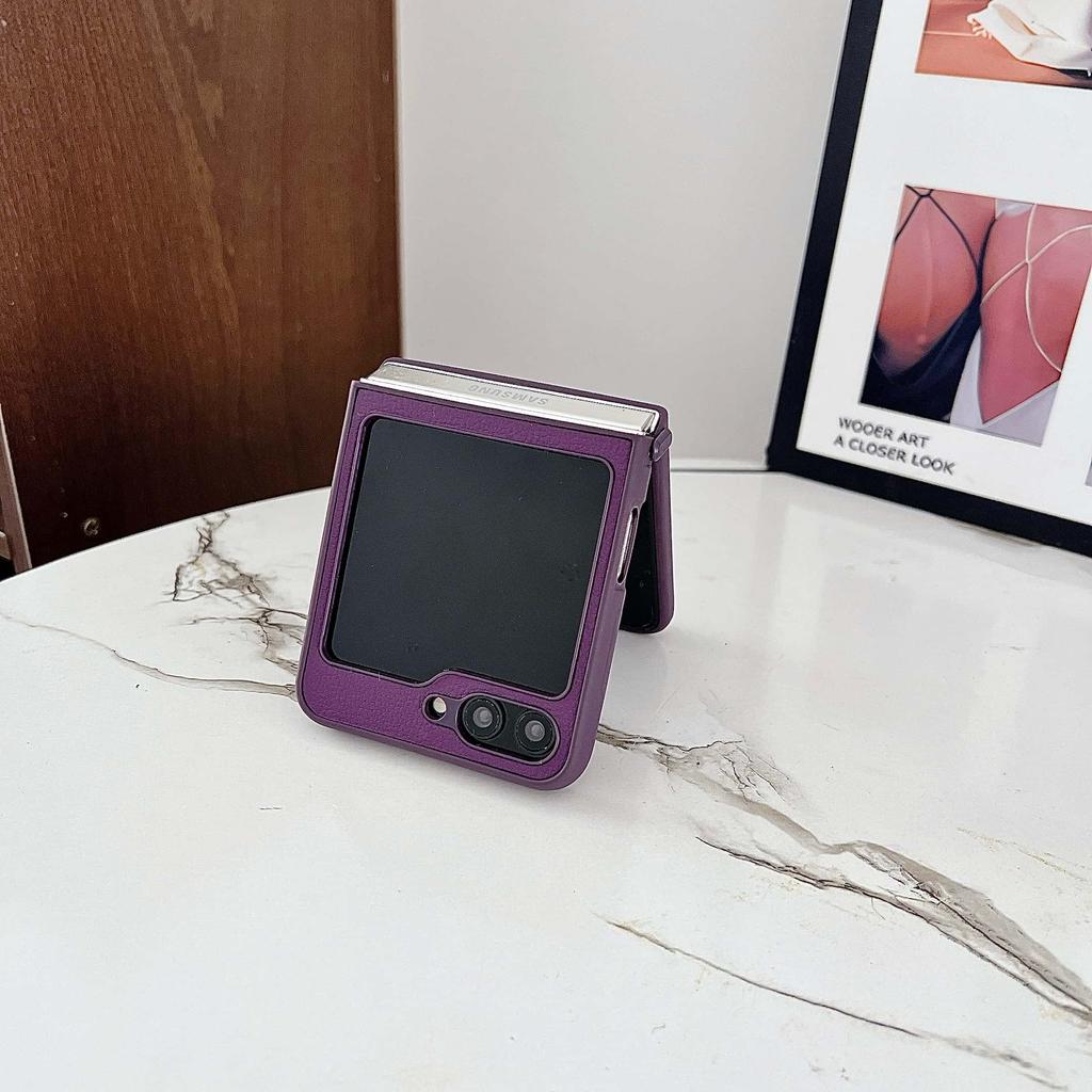 PU Leather Phone Case With Kickstand for Samsung Galaxy Z Flip 7 6 5 4 3 Flip6 Protective Cover