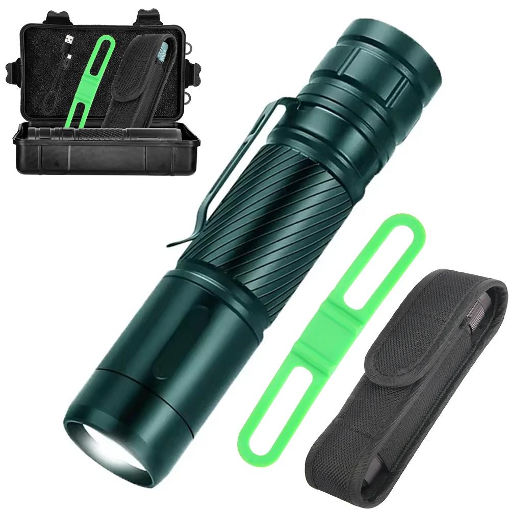 KDULIT Powerful LED Flashlight USB Rechargeable Built-in Battery Light  Waterproof Emergency Light Aluminum Alloy Tactical Torch