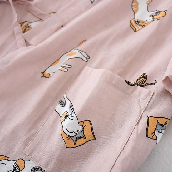 2Pcs/Set Pocket Pajama Set V-Neck Popular Japanese Style Kimono Pajamas