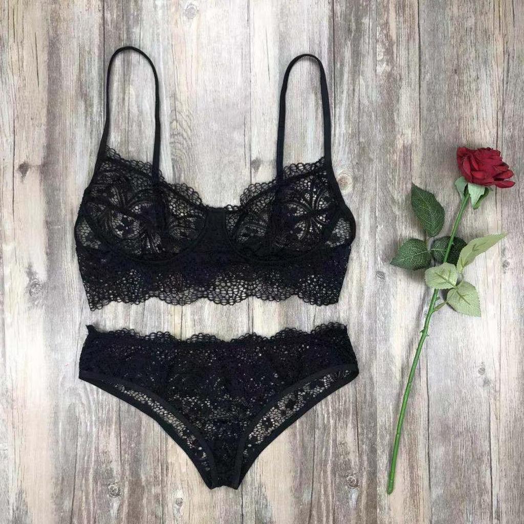 European and American Lace Camisole Bra and Triangle Panty Set - Sexy Temptation Lingerie