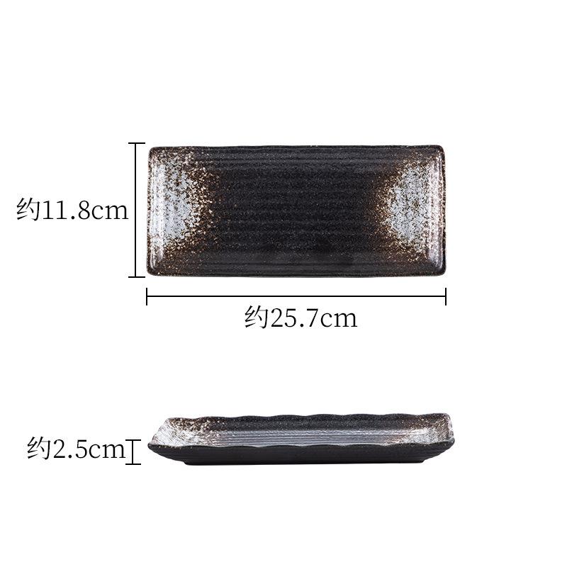 Commercial Barbecue Plate Japanese Style Sushi Plate Saury Plate Hot Pot Plate Ceramic Long Plate Dessert Plate