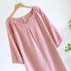 Solid Color Women's Summer Round Neck Cotton Nightgown Plus Size Loose Home Night Wear Dresses for Women Sleepwear