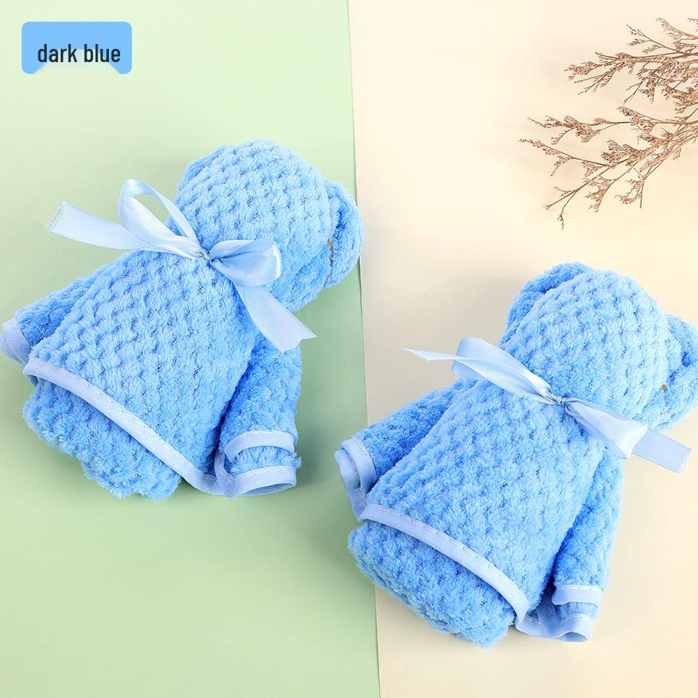Red Plaid Little Bear Coral Fleece Wedding Favor Towel Gift Box