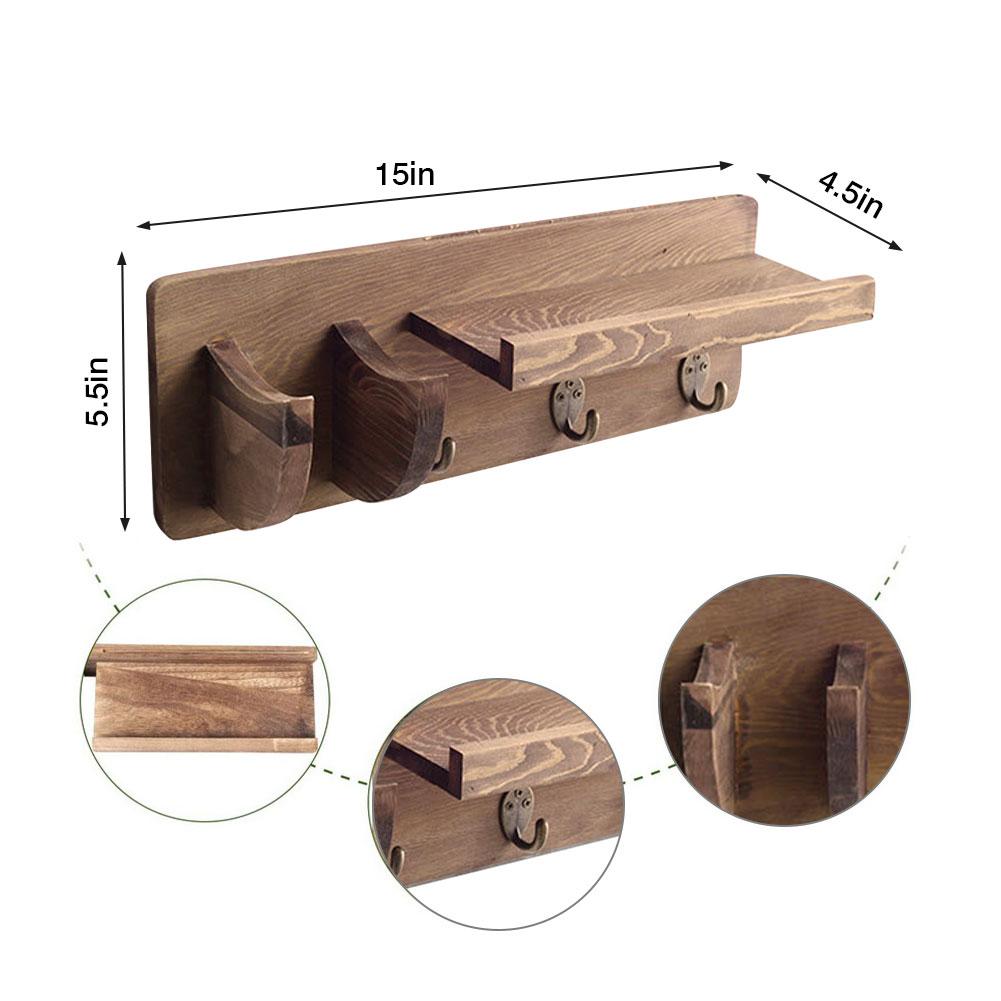 Guitar Stand Guitar Holder Wall Mounted Guitar Bracket Wooden Hanging Rack Guitar Hanger With Pick Holder And 3 Hooks Wall Decor