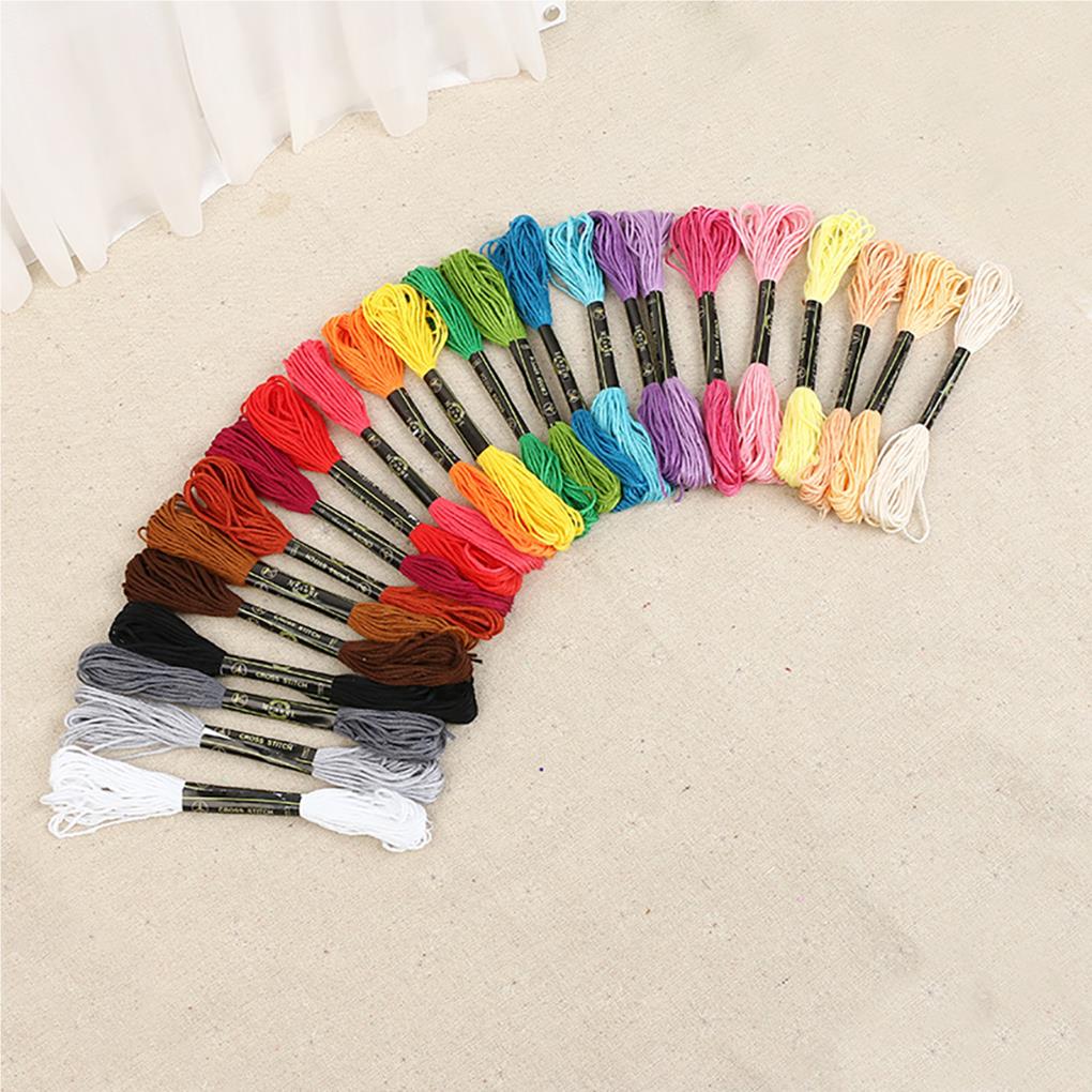 100/50/24 Colored Lightweight Embroidery Thread Good Elasticity No Fade Craft Cotton Lines Sewing Floss Kit for Home
