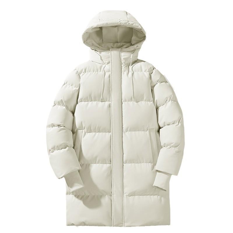Mens Mid-Length Hooded Puffer Coat Thick Warm Cotton Jacket Couple Style