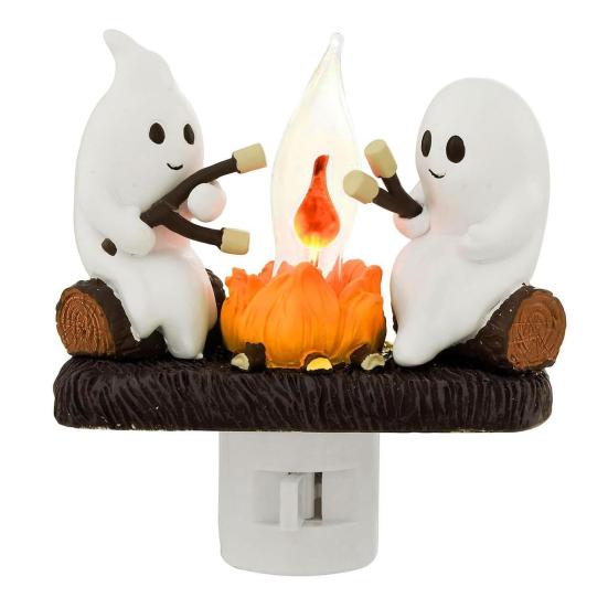 Ghost Campfire Night Light Halloween Night Lights 3D LED Ghost Flickering Nightlight for Bedroom Indoor Decorations