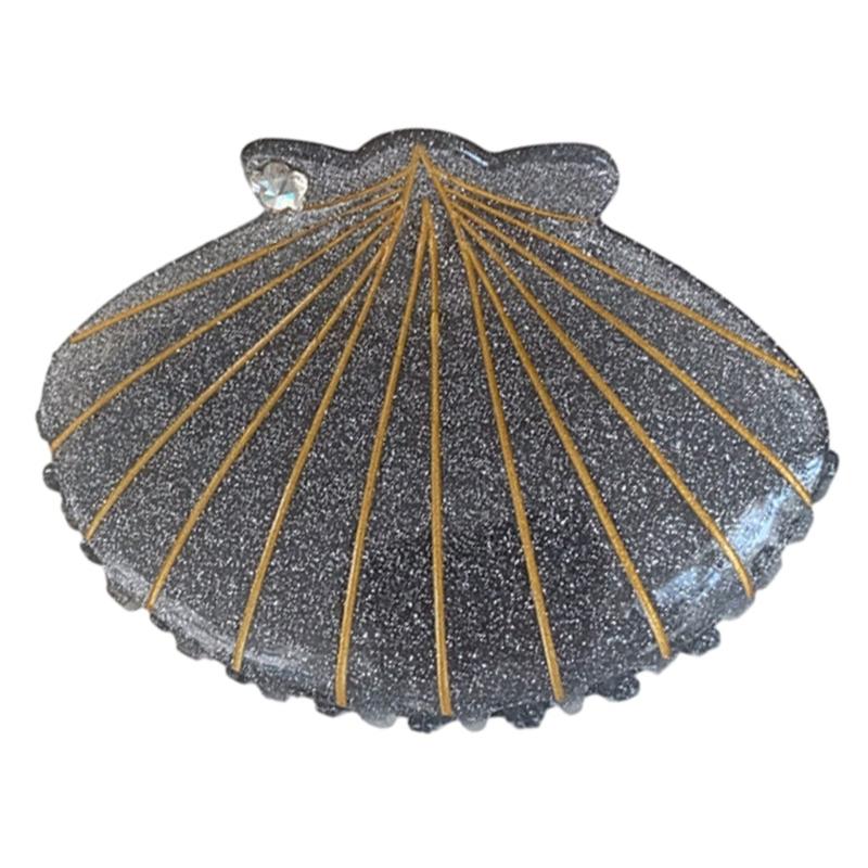 

Colorful Shell Shape Woman Teens Hair Ponytail Hair Claw Delicate Hair Clip Anti Slip Taking Photo Hair Accessories серебряный серый