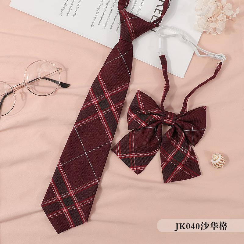 Japanese Korean Version Striped Jkdk College Style Red Cyan Gray Blue Shirt Men'S And Women'S Accessories Free Tie Tie Set