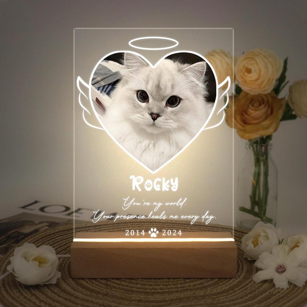 

Personalized Pet Memorial Plaque with LED Light Custom Dog Cat Photo Light Up Keepsake Gift for Pet Dog Cat Lovers