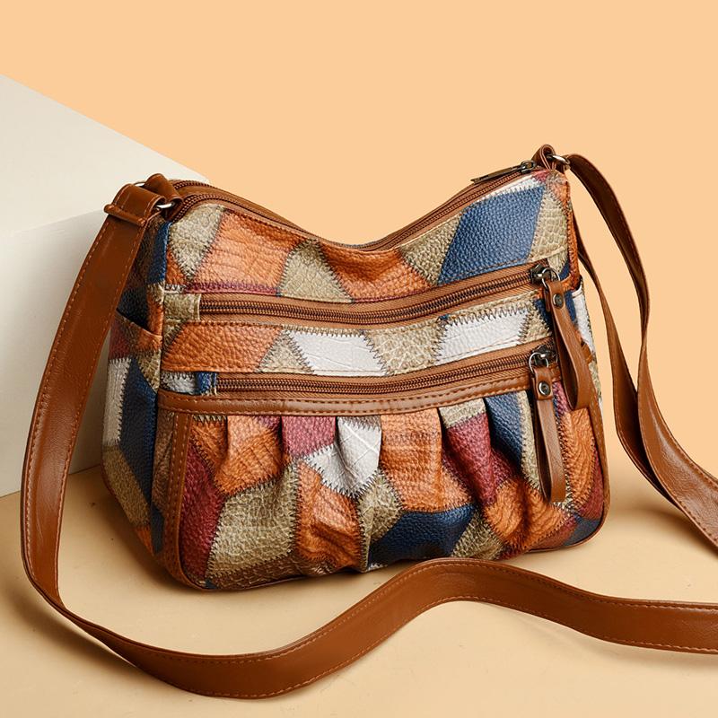 

Винтажная сумка через плечо с геометрическим принтом из искусственной ткани, вместительная и легкая сумка через плечо с несколькими карманами для женщин, для поездок на работу и путешествий