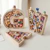 Clear Acrylic Wooden Letter Piggy Bank 26 Letter Children's Toy Storage Box Coin Storage Case  Gift