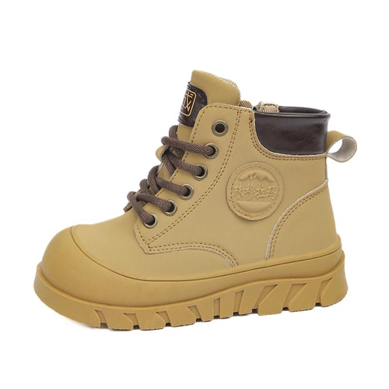 2024 Children Fashion Short Boots for Girls Boys Autumn New Korean Style Soft Thick Bottom Anti-slippery Versatile Leather Shoes