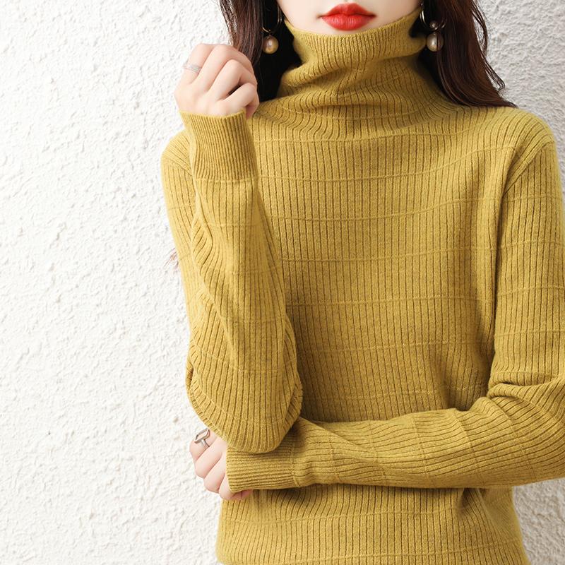 Dame genser Turtleneck MODERN NEW SAGA Vinter Myk Varm Ull Gensere Strikket Genser Høst Dame Genser Strikket Topp