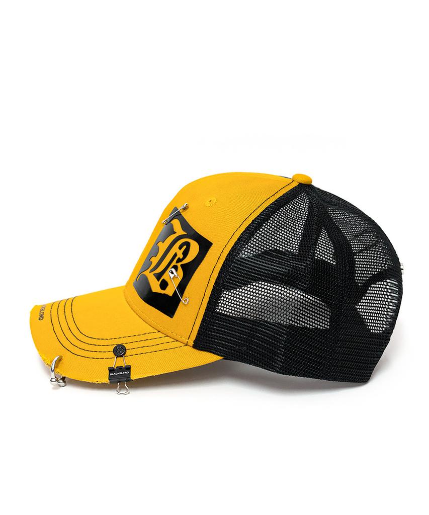 BLACKBLOND Vividi Dual B Logo Trucker Mesh Cap (Mustard)