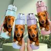 1PC Dachshund Dog Photo 750ml Color Plastic Sports Water Bottle Leakproof Flip Straw Lid Suitable for Sports Office Home Use