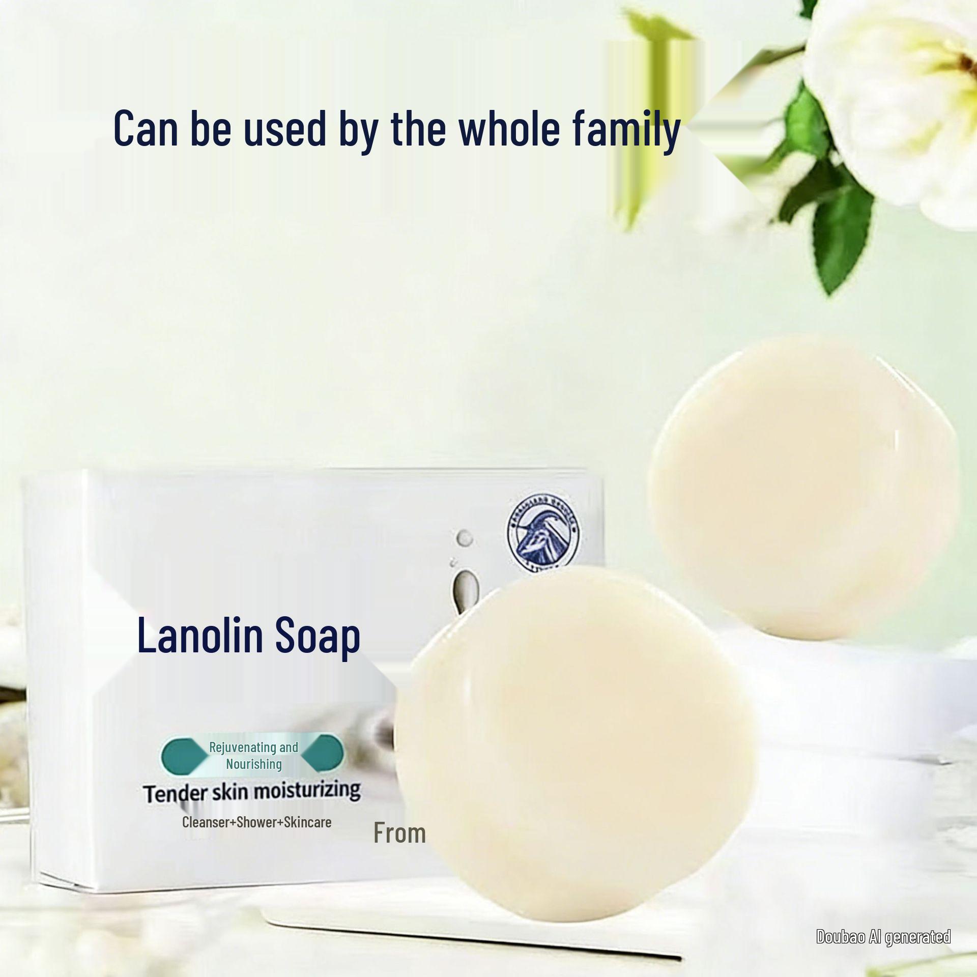 Double-Sided Lanolin Soap: Gentle Hand, Bath & Facial Soap for All Ages 120g