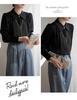 Women's 2025 Spring Satin Long-Sleeve French Drape Shirt for Professional Interviews