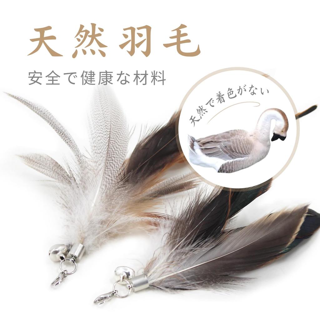 SONGWAY Cat Toy, Fluffy Cat Teaser Feathers, Insect Feathers, Natural Feathers, Primary Colors, with Sturdy Fishing Pole