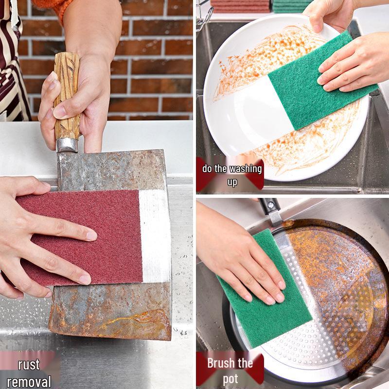 Tampon à récurer émeri Brosse de cuisine - Nettoyant pour vaisselle, casseroles, chiffons et rouille