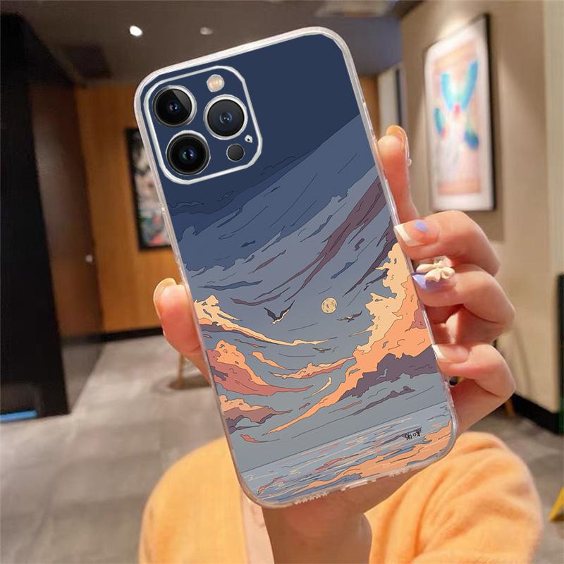 Phone Case For iphone 17 Pro Max Air 17 16 15 14 13 Pro Max 15Plus 15 16 Pro Scenery Sky Moon Landscape