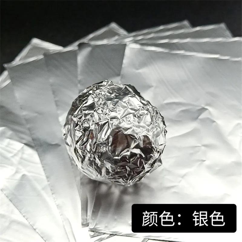 100Pcs 8x8cm Square Golden Aluminum Foil Candy Chocolate Cookie Wrapping Tin Paper Party DIY Gift Packaging