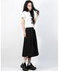 Deumakeu Real Wide Two Tuck Stripe Bumuda Pants - Black