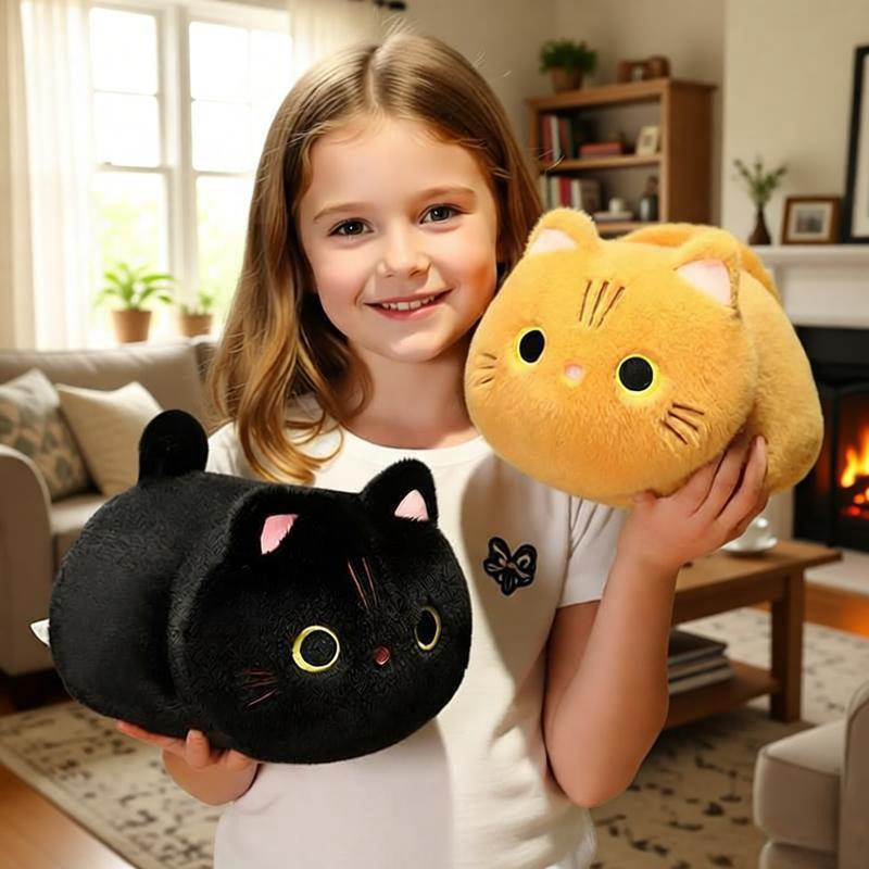 Fluffy Kitten Plush Toy Collection Black White Grey Yellow Cats Stuffed Animal Soft Cute Doll Boy Girl Kid Holiday Birthday Gift